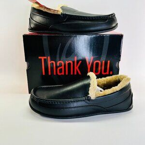 Deer Stags Spun Vega Slipper Mens Size 9M Black Faux Fur Comfort Slip On